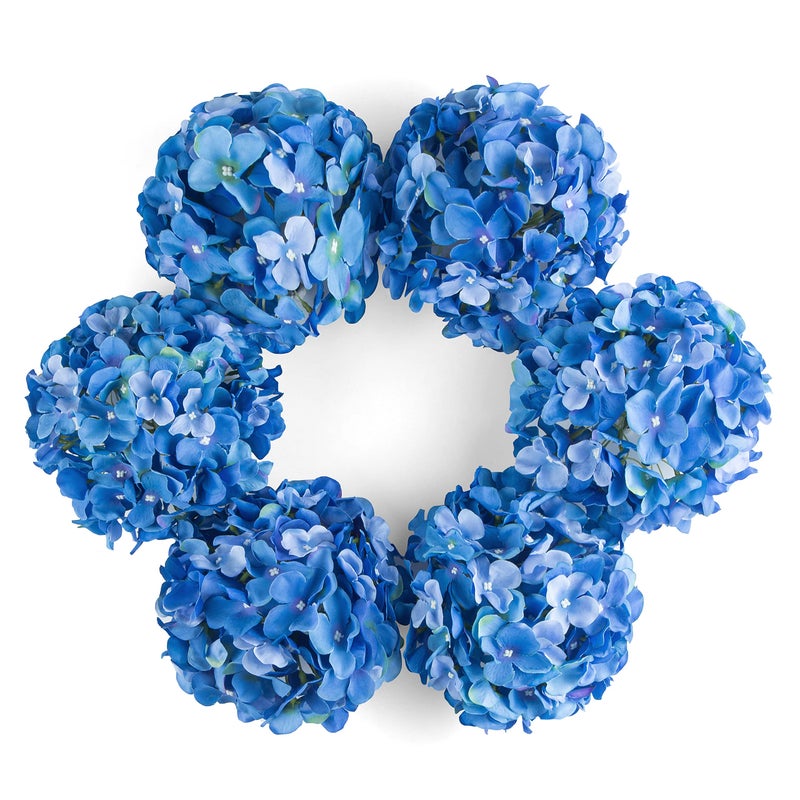 DuHouse Artificial Hydrangea Silk Flower Heads with Stem Fake Royal Blue Hydrangea Flowers for Wedding Home Garden Centerpiece Pack of 6(Royal Blue) - Image 1